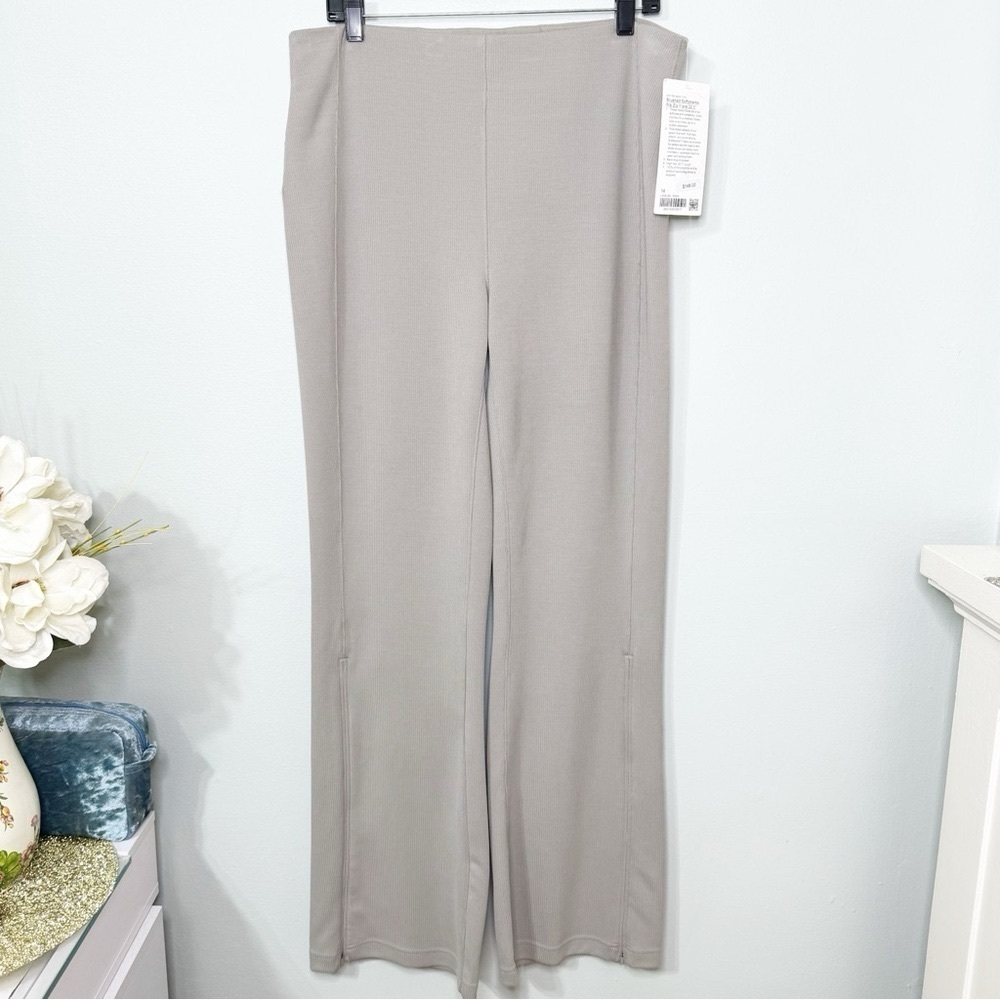 Lululemon Brushed Softstreme Ribbed Zip Flared Athletic Pants Riverstone 14 NWT - Picture 5 of 11